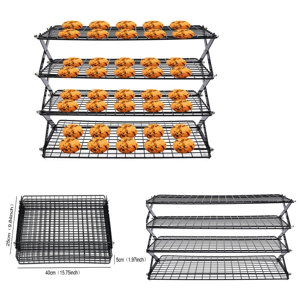 4Tier Stackable Collapsible Cooling Rack Grilling Drying Rack for Cookies Baking