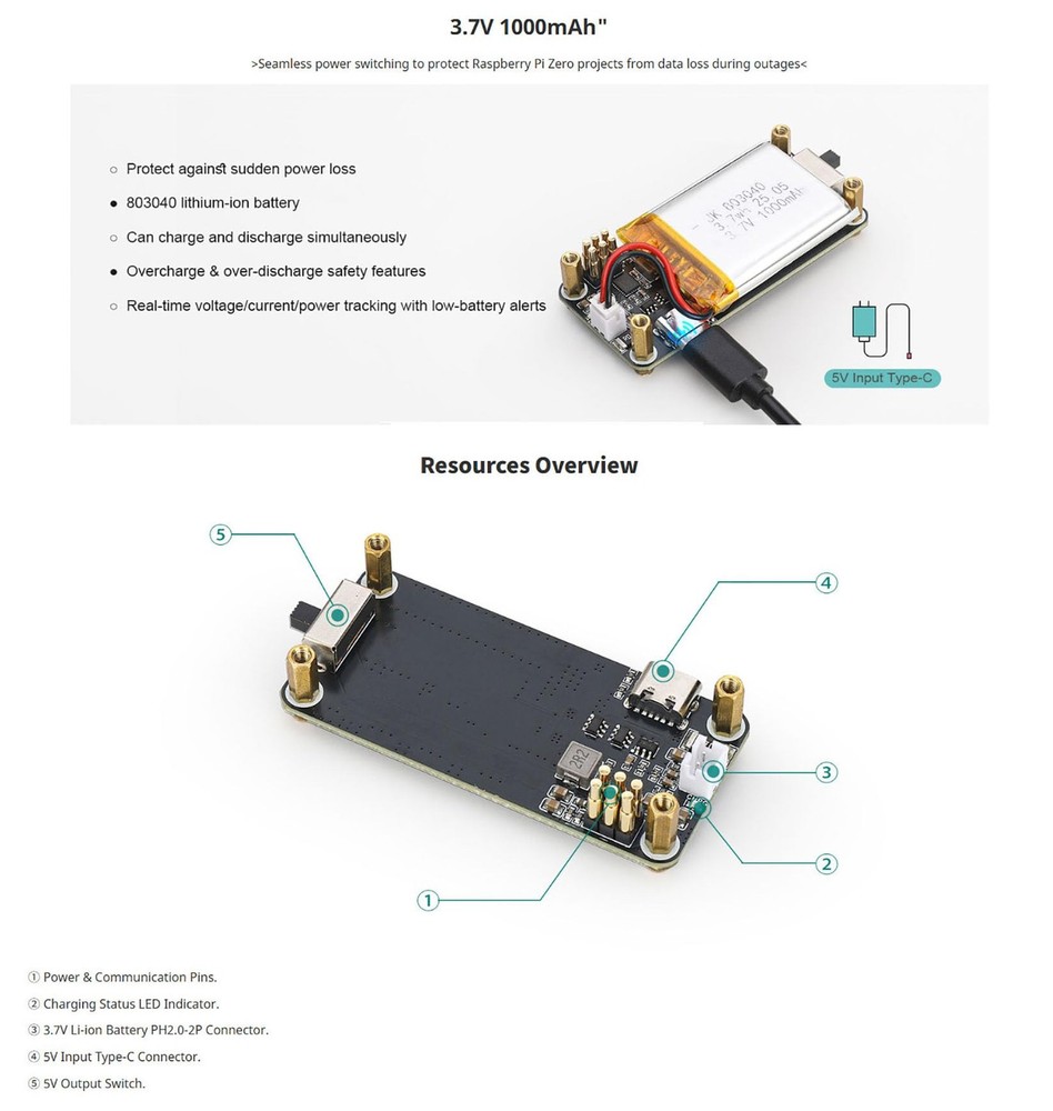 Pi Zero UPS HAT Module - Uninterruptible Power Supply & Battery Backup Board ...