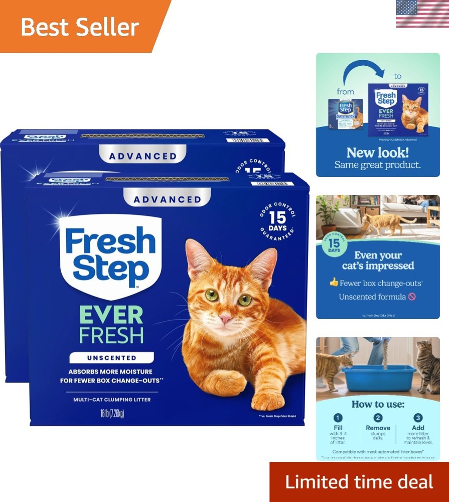 32 lb Advanced Ever Fresh Cat Litter - Low Dust, Odor Control, Unscented Formula