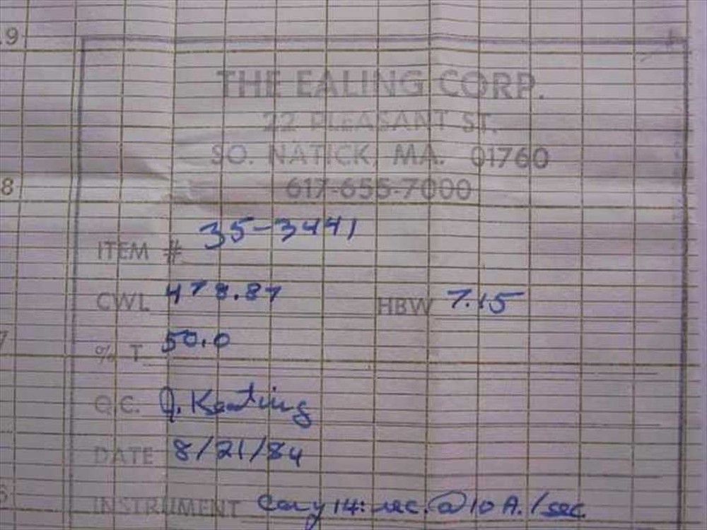 Ealing 35-3441 Visible Bandpass Optical Filter 25.4mm 1” Diameter Cd Application