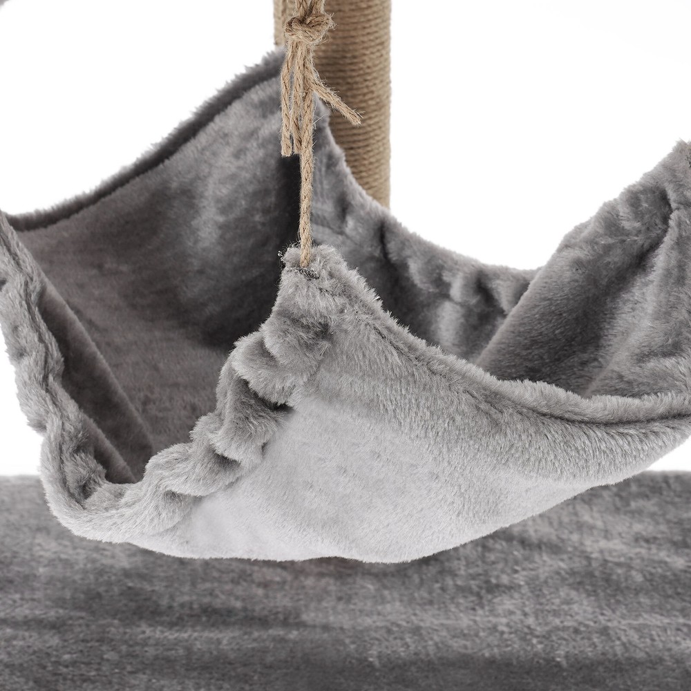 Floor Standing Scratching Post Multi-Level Cat Tower Climbing Frame Silvery Grey