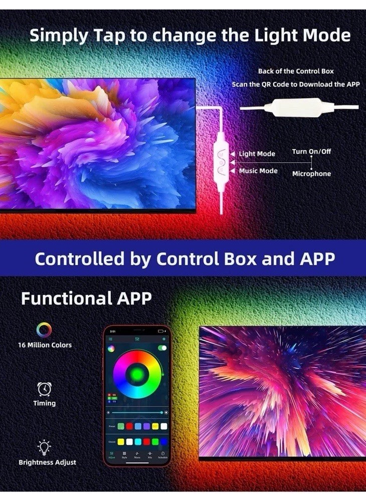 LED TV Backlights For 30-60in 9.8’ USB And App Control