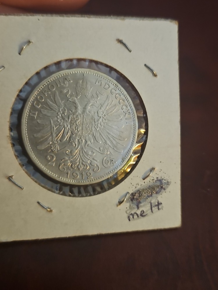 1912 Austria Two 2 Corona Lusterous Silver Coin