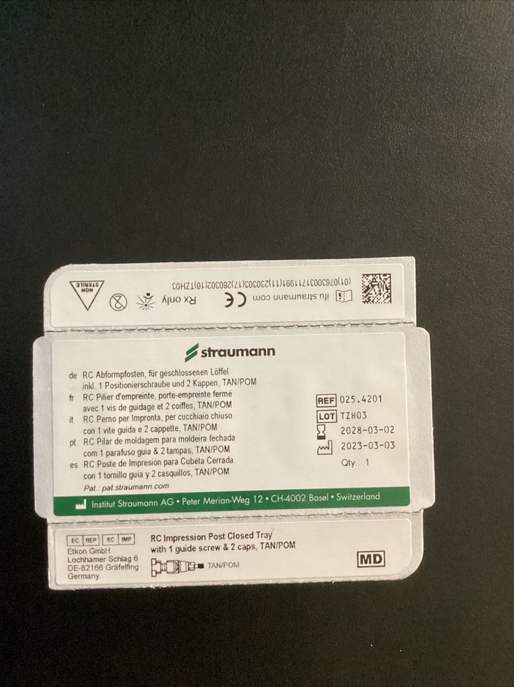 DENTAL Straumann RC Impression Post Closed Tray Bone Level