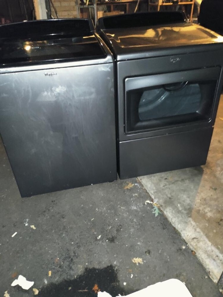 whirlpool smart touchscreen washer dryer set shadow grey