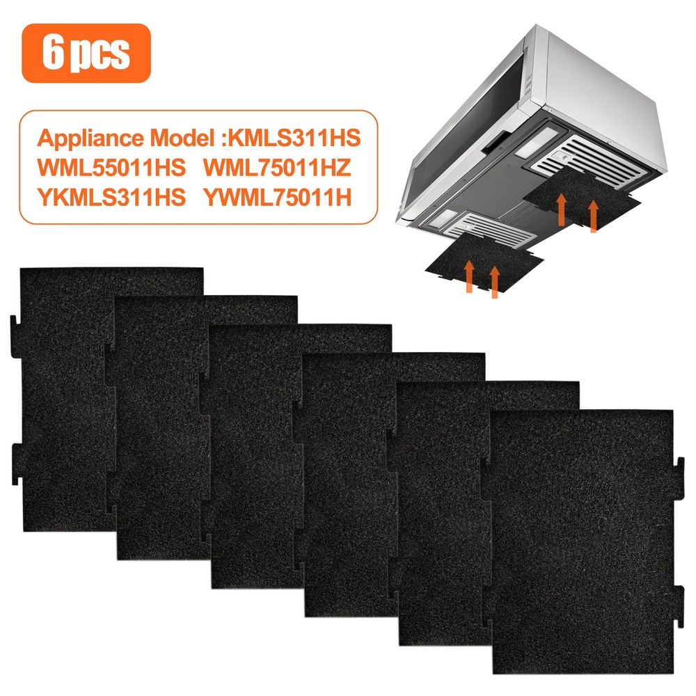 6PCS Microwave Charcoal Filter Replacement for KMLS311HS, WML55011HS, WML75011HZ
