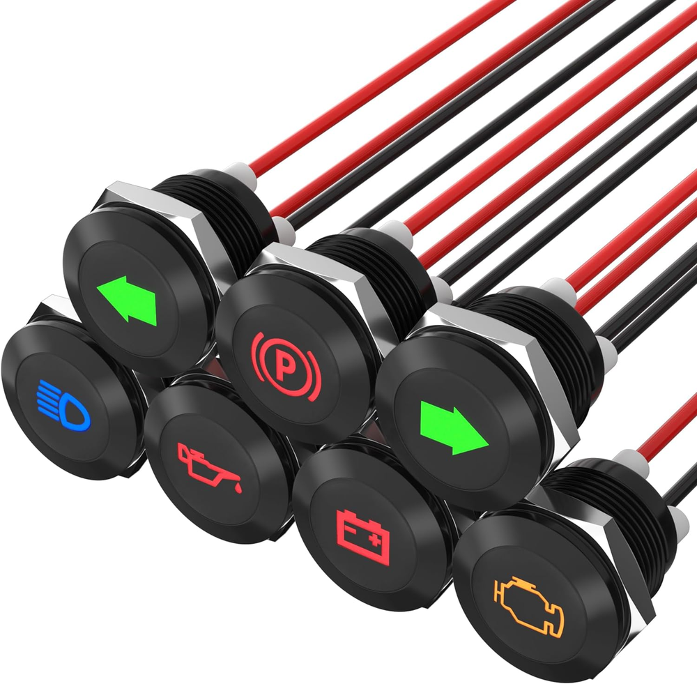12V LED Indicator Light Small Indicator Light Waterproof 1/2" Panel Cutout 12 Vo