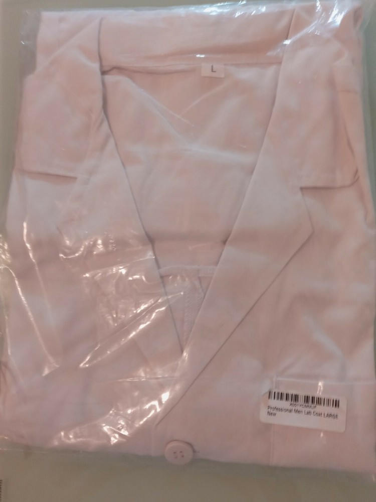Men's Professional White Lab Coat Large New