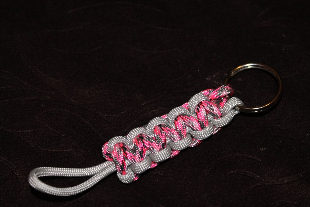 New Paracord Keychain -  pink camo, gray #P4