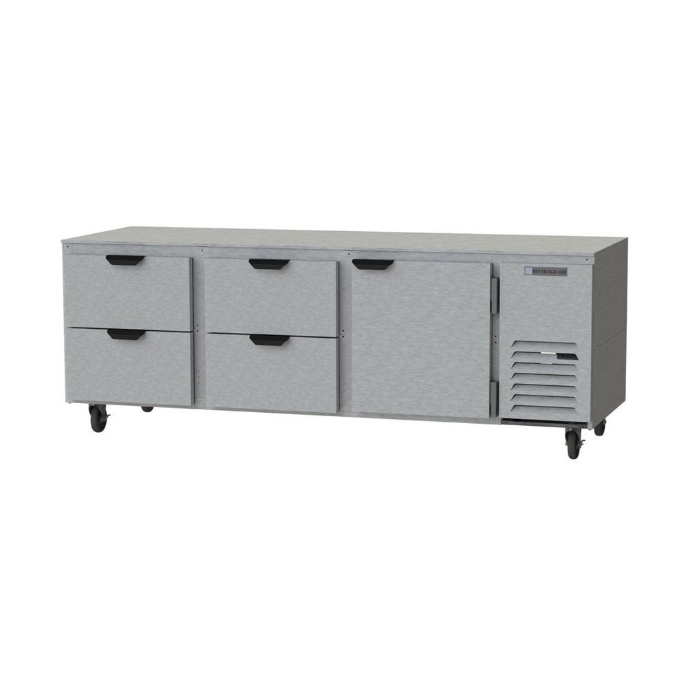 Beverage Air UCRD93AHC-4 93" Three Section Undercounter Refrigerator w/ 4 Dra...
