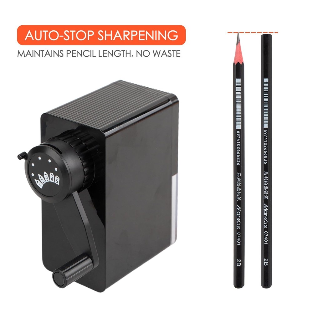 Marie's Long Point Manual Pencil Sharpener, 5-Level Adjustable Hand Crank Sha...