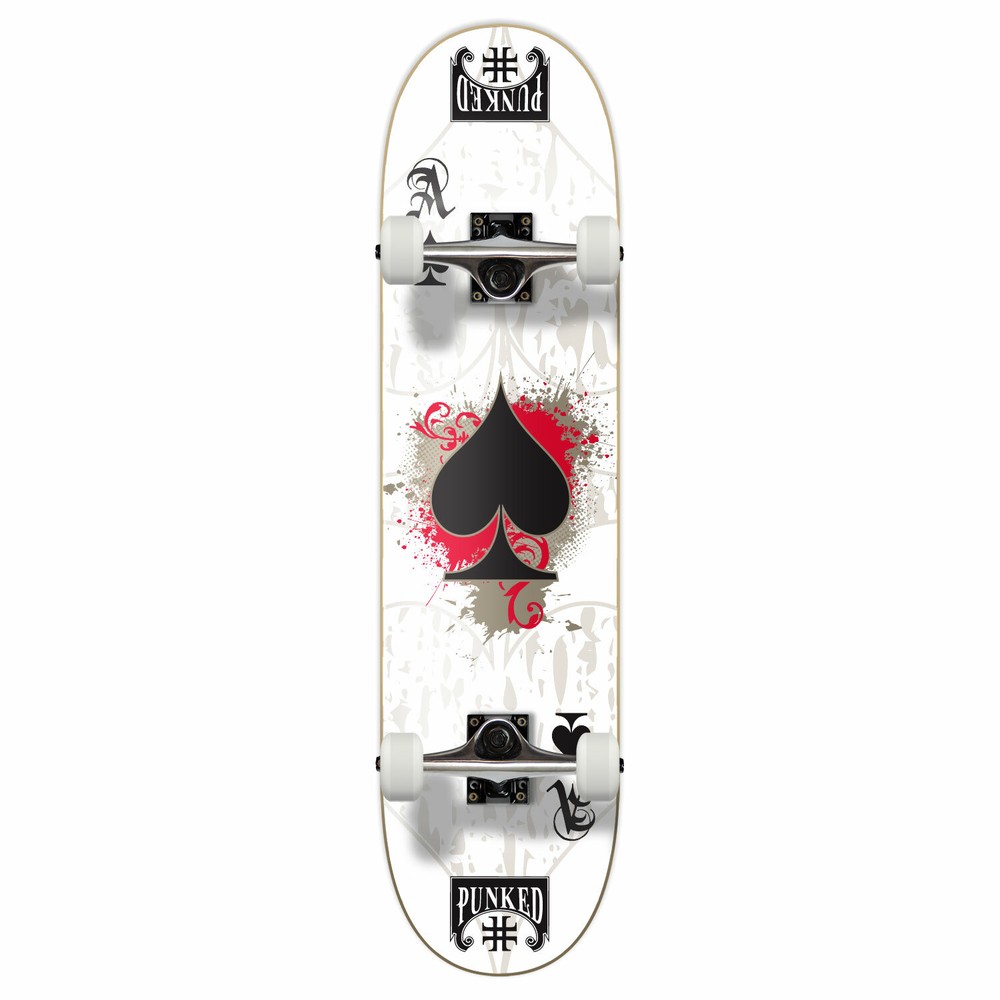 Yocaher Graphic Complete Skateboard - Ace White