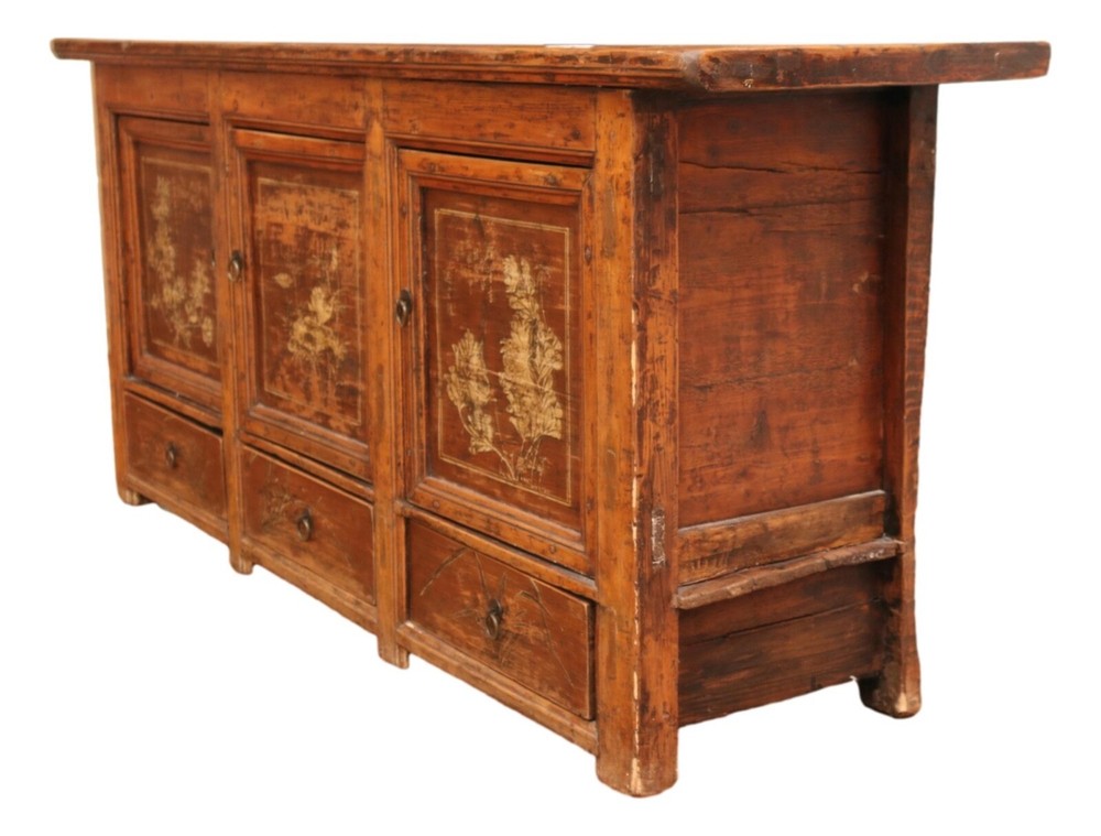 Antique Chinese Three Door Console Or Sideboard Cabinet