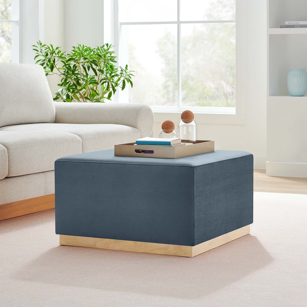 Modway Large 28" Square Performance Velvet Upholstered Ottoman