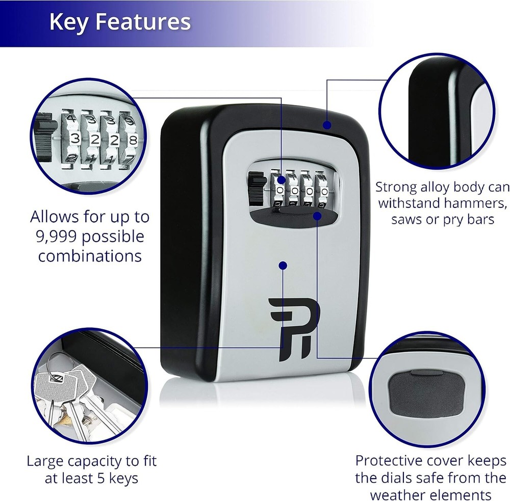 2-Pack Wall-Mount Key Lock Box – Durable Combination Storage for Home & Office