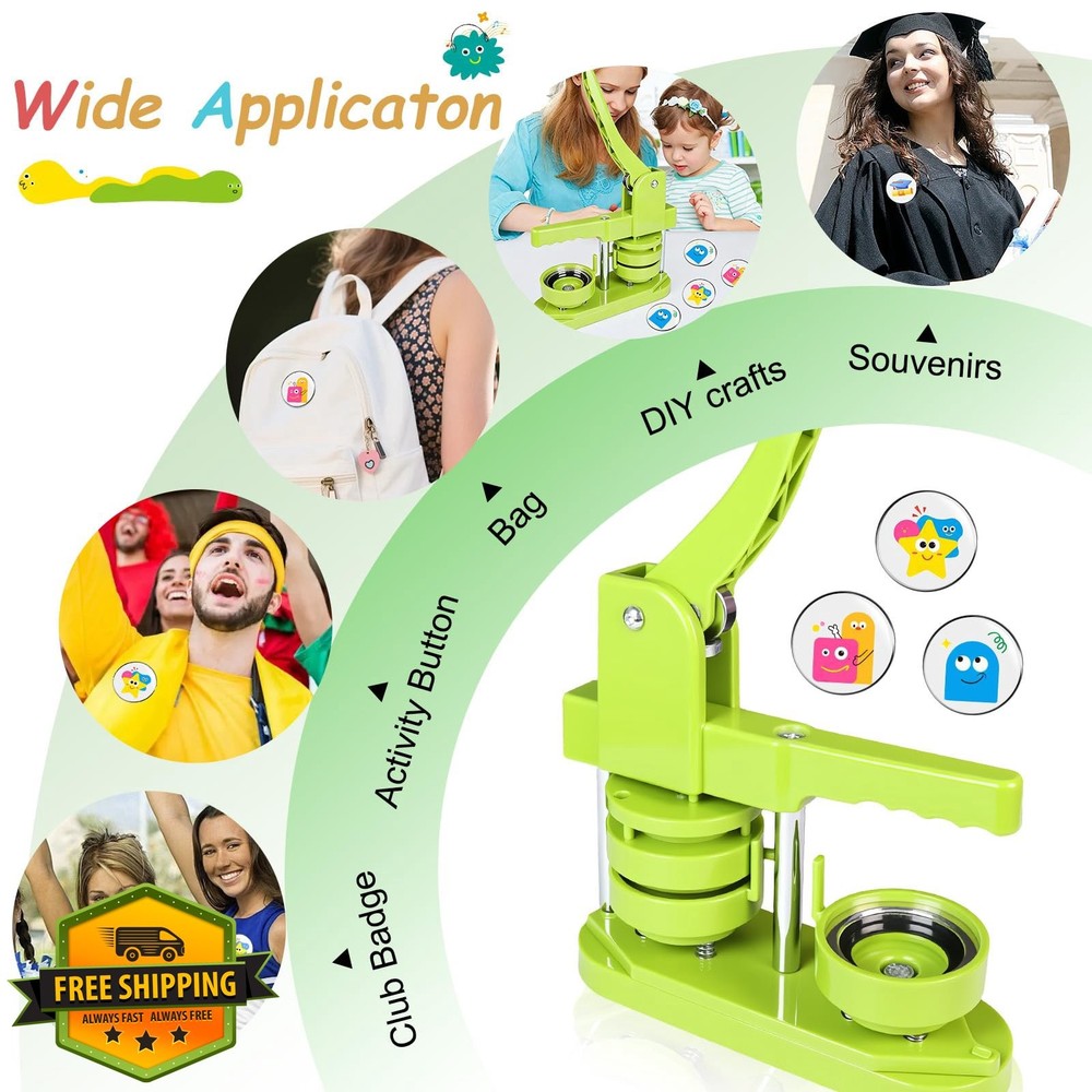 Yunziling Button Maker Kit 58mm 2.25" with 100 DIY Supplies