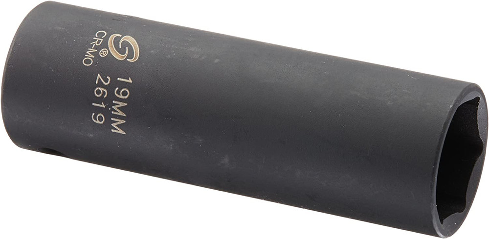 SUNEX TOOLS 2619 1/2-Inch Drive 19-Mm Extra Thin Wall Deep Impact Socket