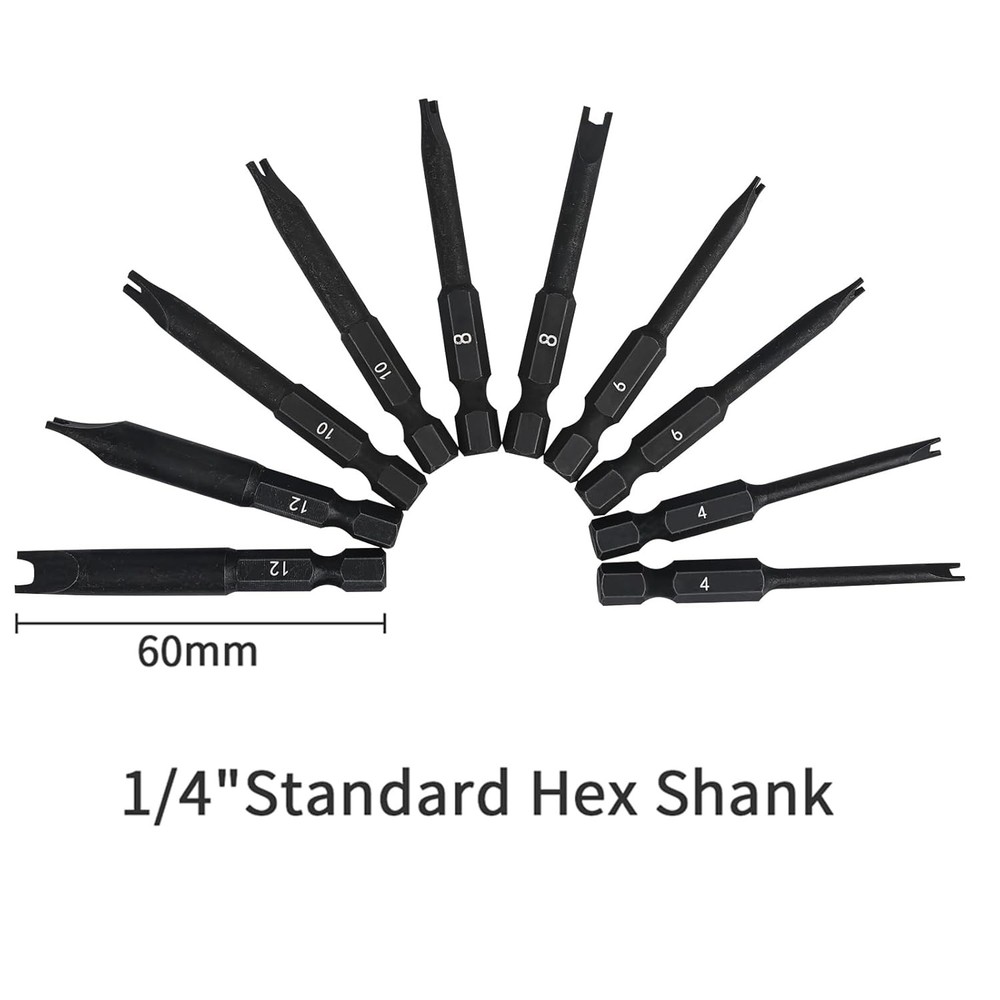 Spanner Bit Set (10 Pack - 2.3" Long Magnetic Heads) Fork Snake-Eye...
