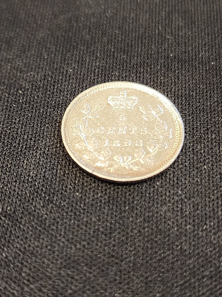 1898 Canada 5 Cents Silver Coin