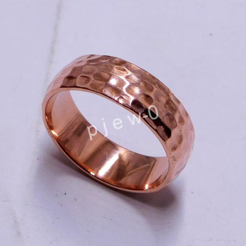 Solid Copper ring, Pure Copper Ring Hammered Ring, Men's Ring Vintage Jewelry P8