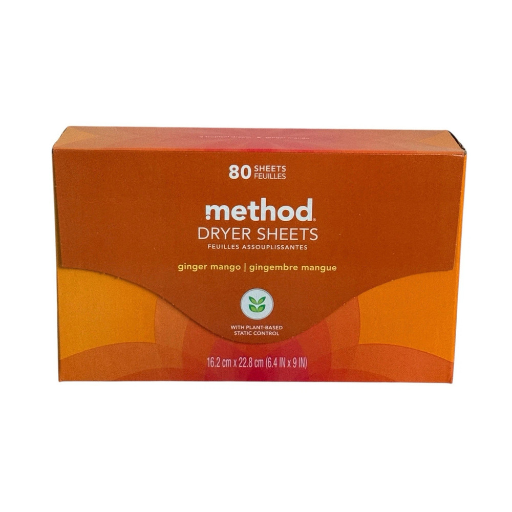 Method Paper Dryer Sheets Ginger Mango 80 Sheets Sealed