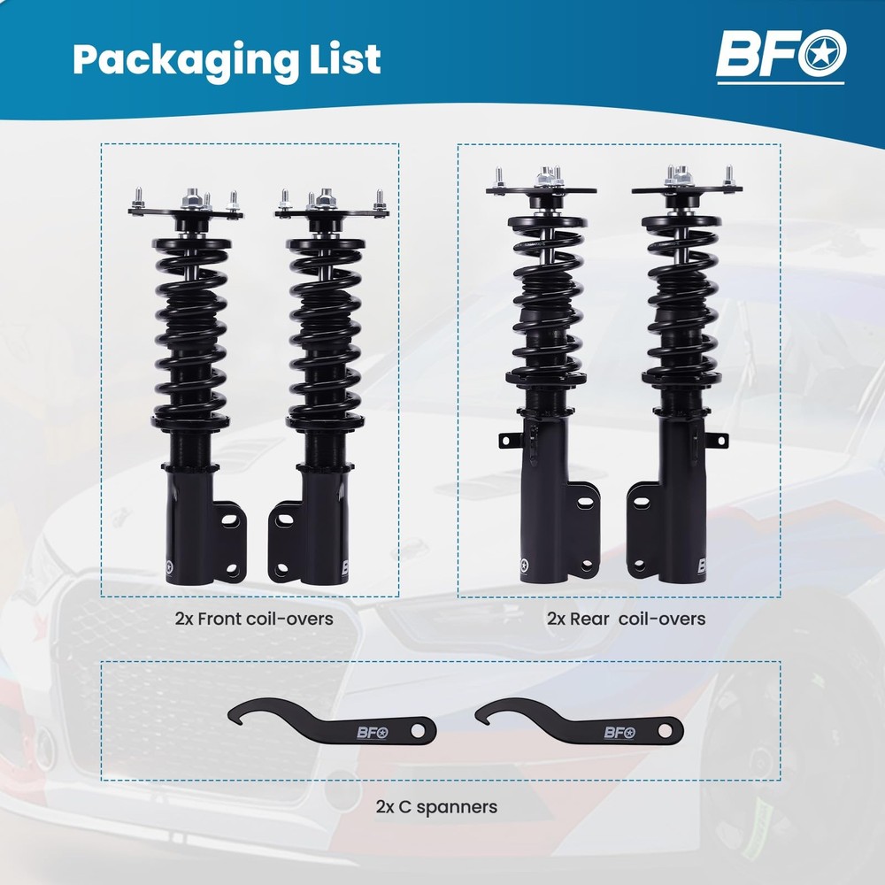 Corolla E90 Coilovers Adjustable Height Lowering Kit Black 1987-1999
