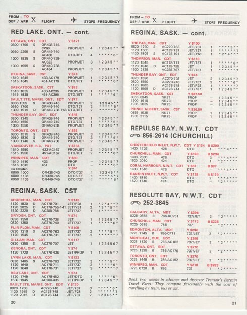 Transair timetable 1976/05/25