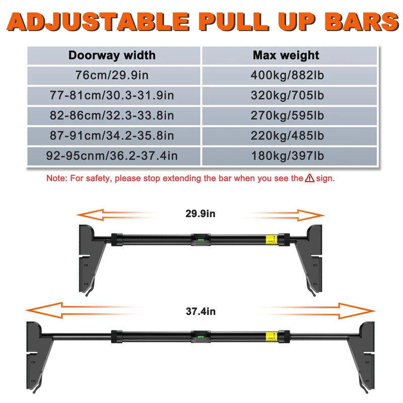 FICTOR Door Pull up Bar for Doorway, Strength Training, Adjustable 30"-37" Width
