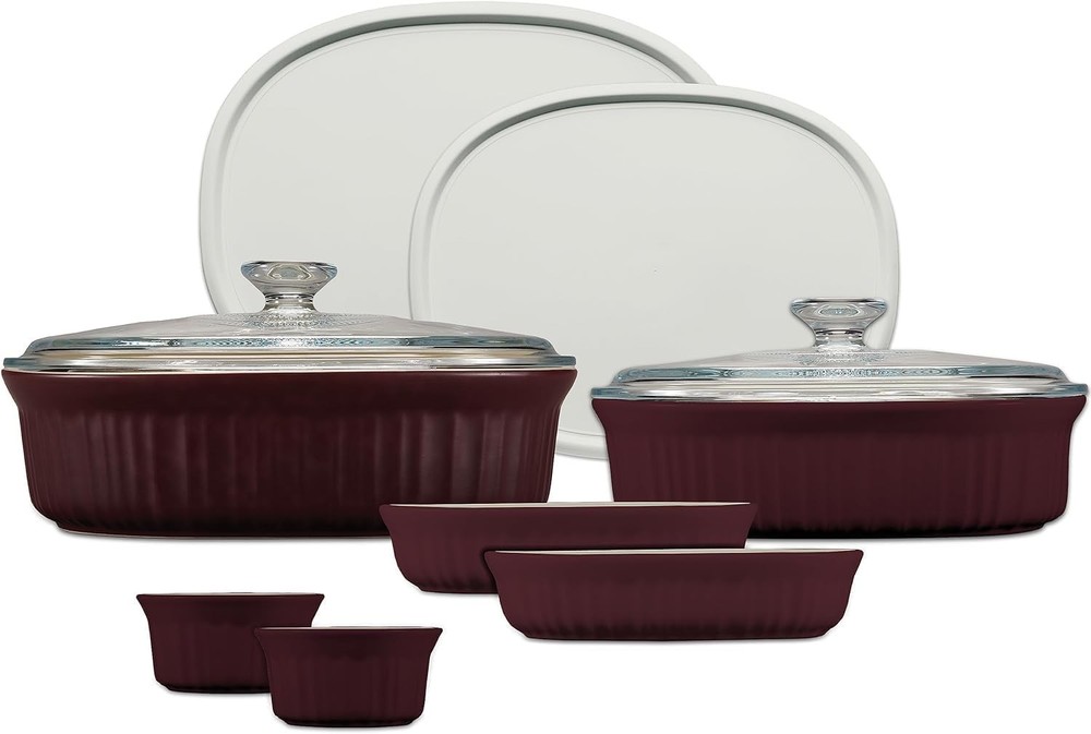 CorningWare Ceramic Bakeware Set with Lids Chip and Crack Resistant Stoneware