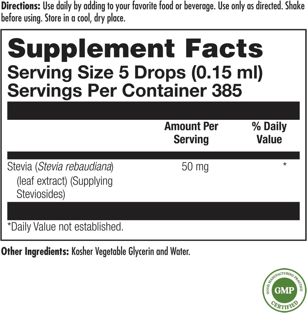 Sure Stevia Liquid Extract 2 Oz | Best-Tasting, Zero Calorie, Low Glycemic