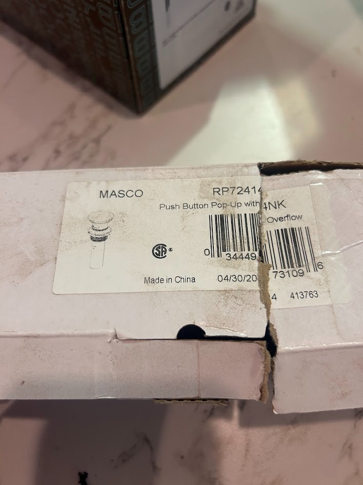 Masco Push Button Pop-up drain with overflow