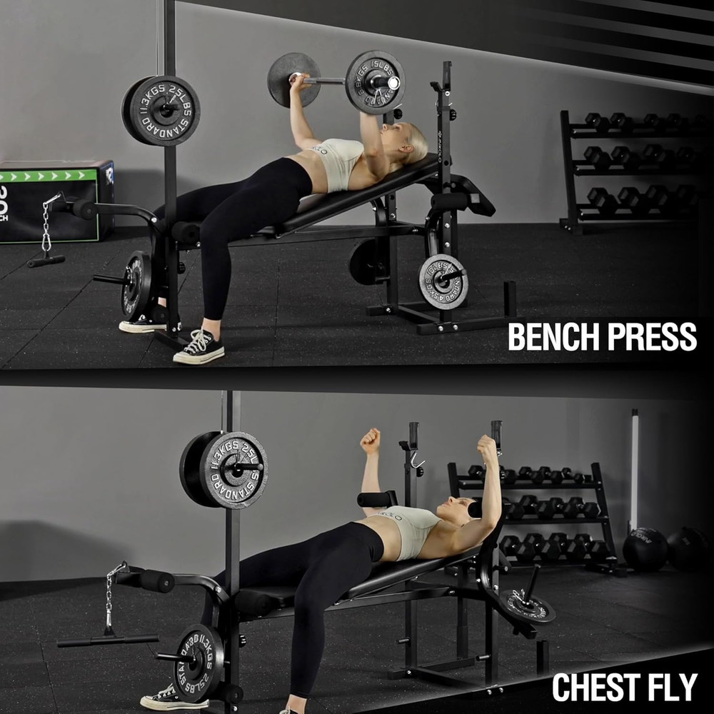 8 in 1 Olympic Weight Bench Set with Leg Extension and Leg Curl, Multi-Function