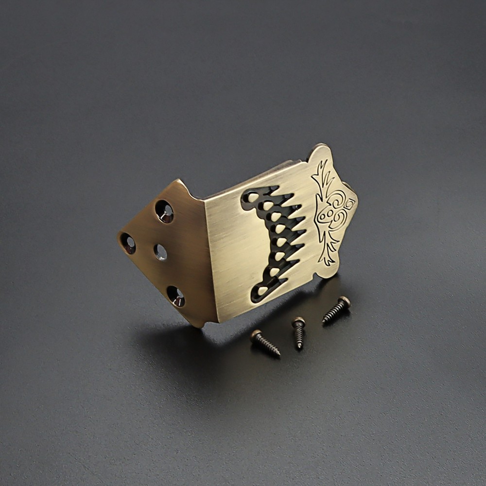 8 String Mandolin Tailpiece Feather Pattern Metal Bronze Color Mandolin