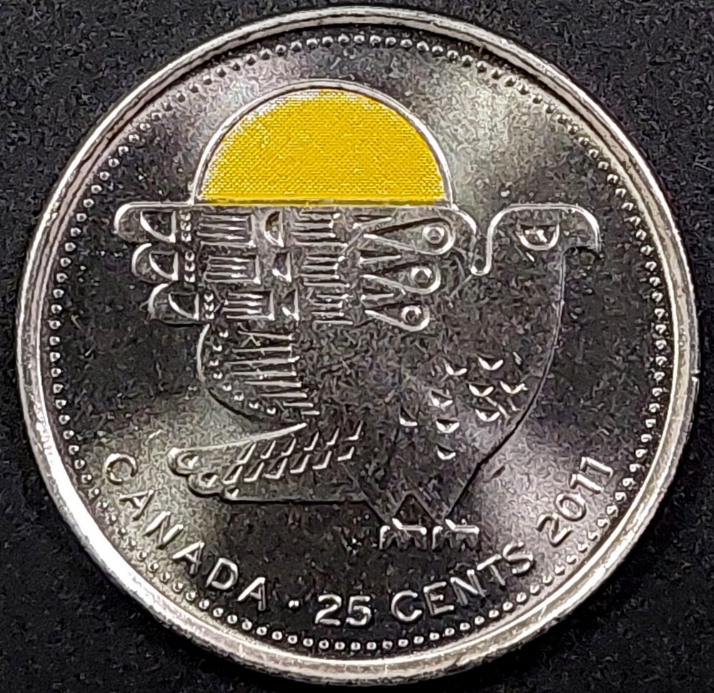 2011 Canada 25 Cents coin with Stylized Falcon design!