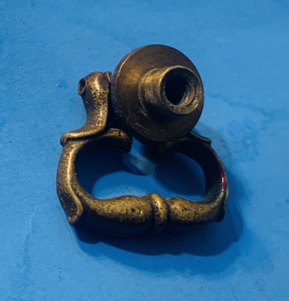 1920-30 antique hardware Drop ring pull knob brass Colonial Cabinet Drawer Pull