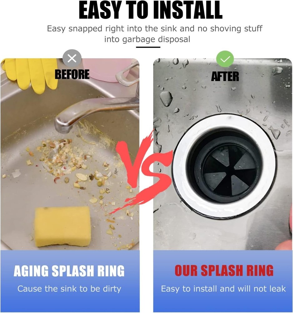 Garbage Disposal Splash Guards, 3 3/8" EPDM Rubber Drain Insert for Insinkerator
