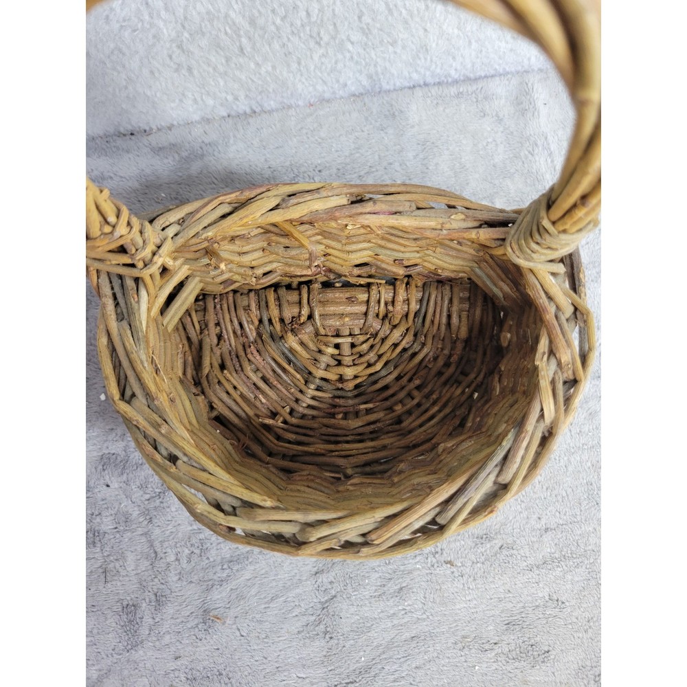 Rustic Wicker Willow Basket Handle Farmhouse Decor Small Planter Pot Holder