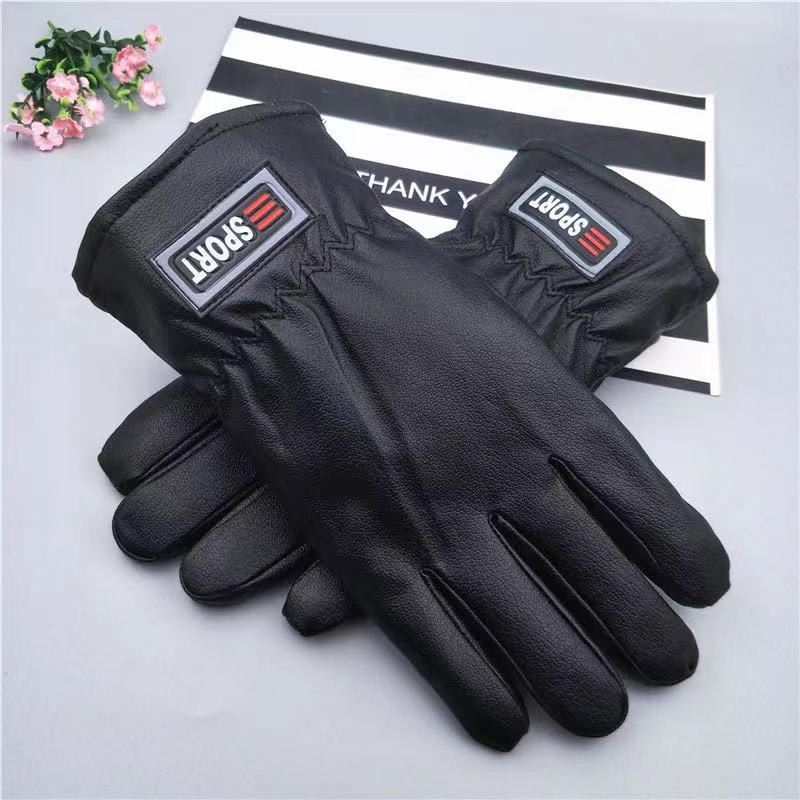 Touchscreen Windproof Leather Motoebike Gloves Winter Thickened Pu Leather Warm