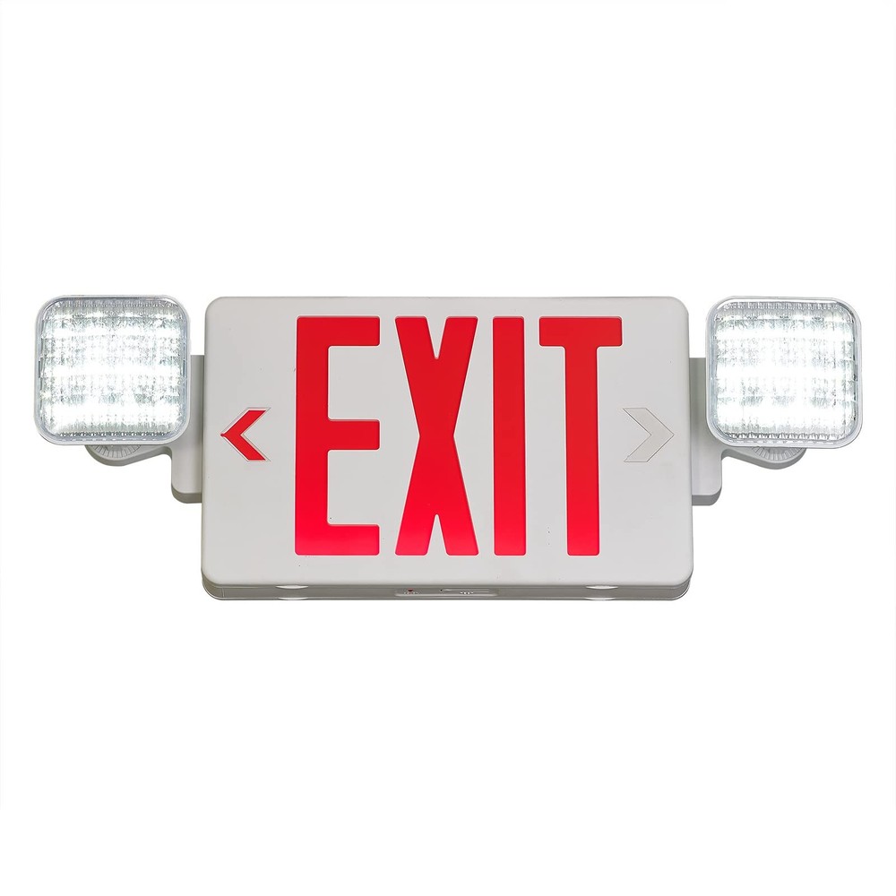 Red Exit Sign with Emergency Lights LED Emergency Exit Light with Battery Backu