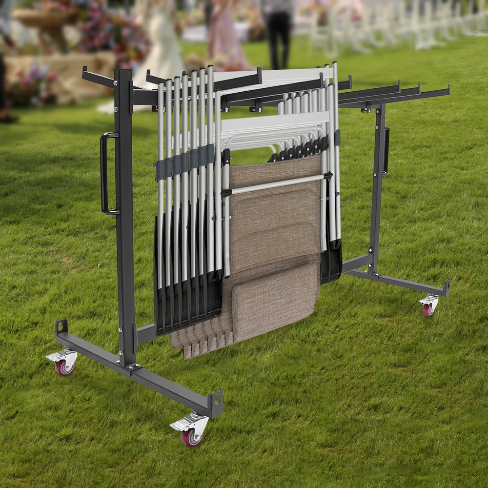 Table Cart Adjustable Spacing Folding Table Cart, Folding Table Trolleys, Black