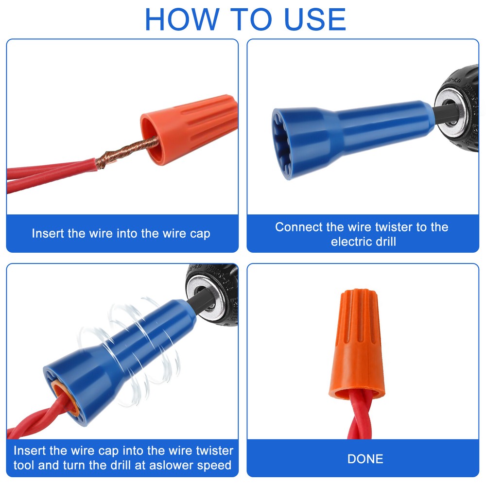 2PCS/Set Wire Nut Twister Multifunctional Wire Twisting Tool with 1/4 Inch Chuck