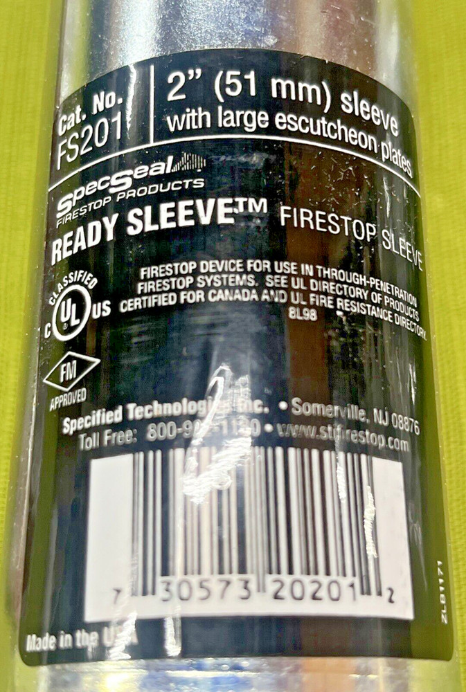 SpecSeal Ready Sleeve Firestop Sleeve FS201 2x12