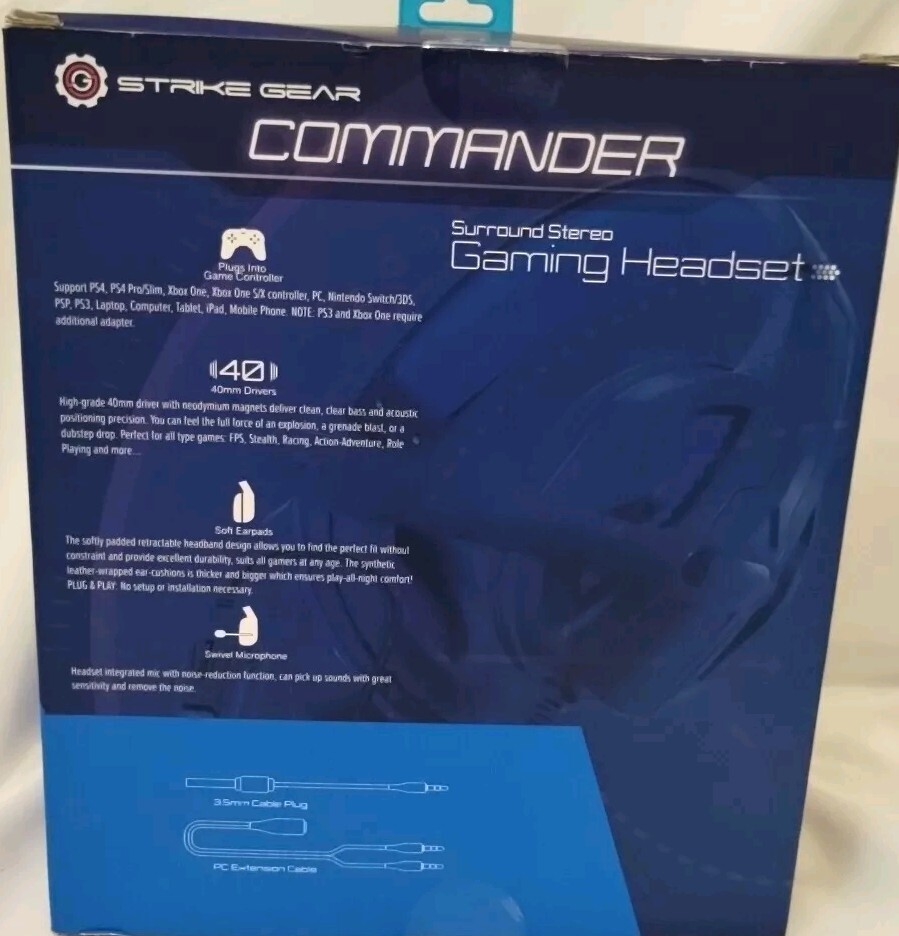 Strike Gear Gaming Headset PC/ Nintendo/ PS4/ XBOX Compatibility / NEW