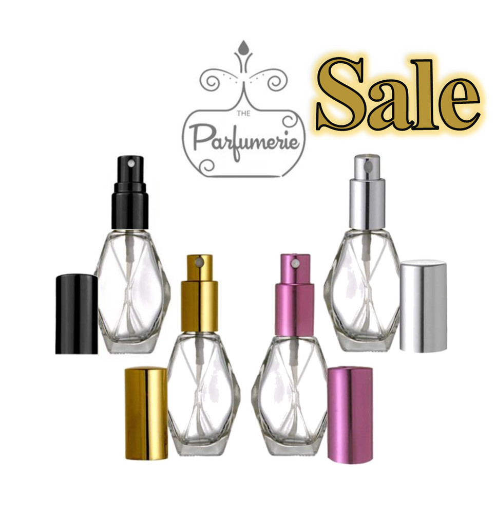 6 Refillable Perfume Bottles- 2 oz. Atomizer Luxury Bottle, Diamond Shape, 60 ml