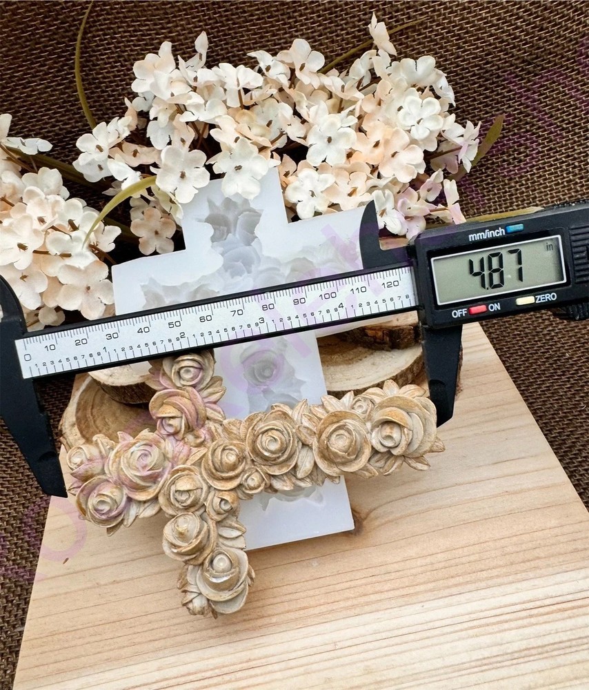 Roses cross handmade silicone mold for crafts