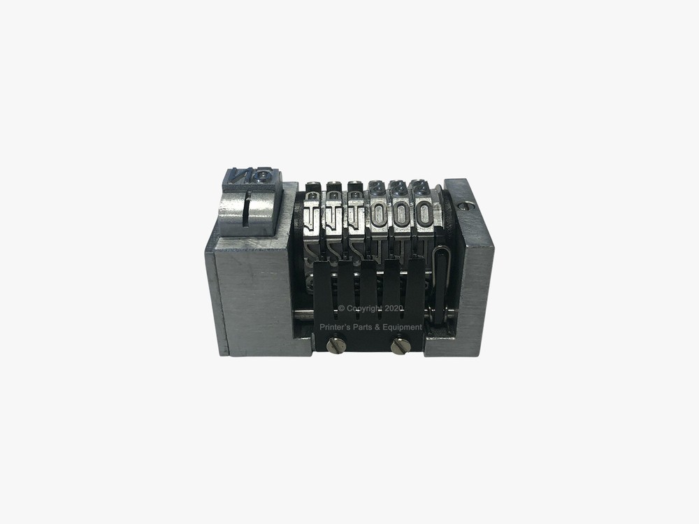 Numbering Machine 5/32" 7 Digits Backward 3 Drop Zeros Letterpress Windmill