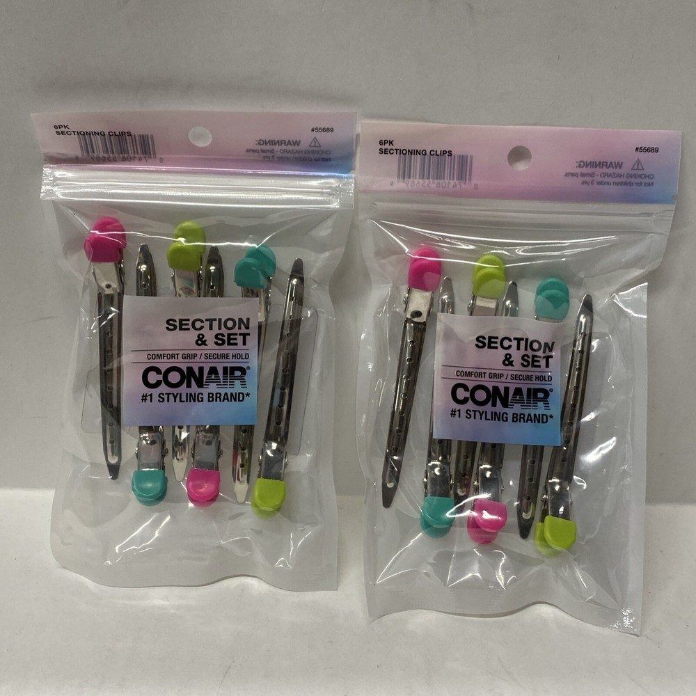 2 Pack - Conair Section & Set Comfort Grip/Secure Hold - Hair Clips