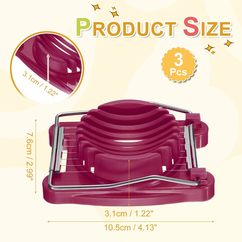 3 Pack Egg Slicer for Hard Boiled Eggs, Rose Red