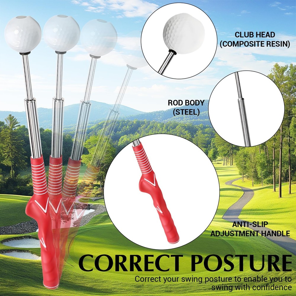 Golf Swing Trainer & Golf Grip Trainer – Retractable Golf Training Aid wit