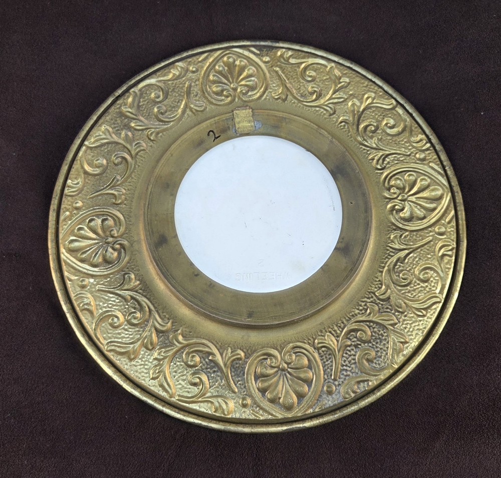 Brass Wall Plate with Pheasant – England – Embossed Frame – Ceramic Insert